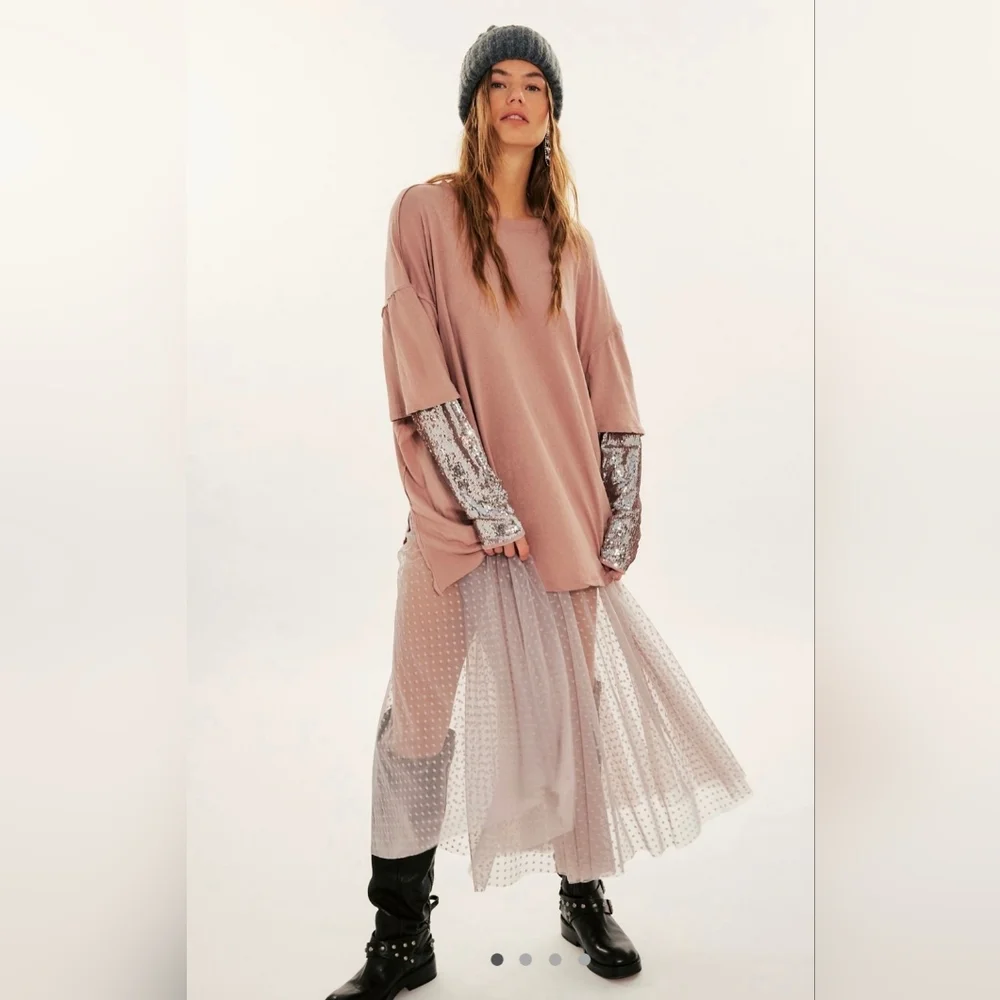 Free People Sequin Twofer long sleeve NWOT - Picture 3 of 10